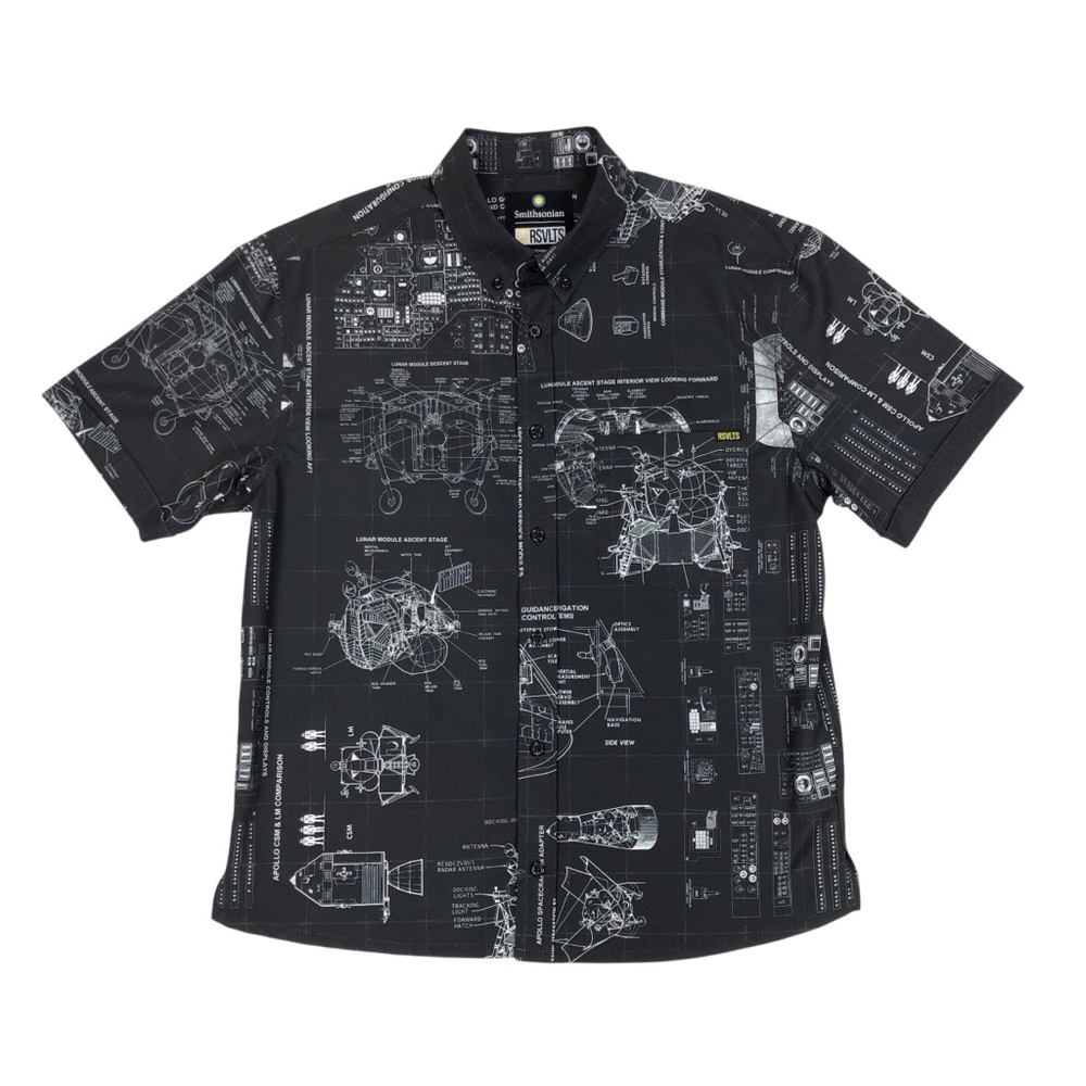 RSVLTS Smithsonian Air  Space Apollo Shirt Men's Medium Rockets Lunar Module